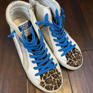 Golden Goose Slides - Classic Sneakers In Beige Brown Leo/Ice/White/Yellow